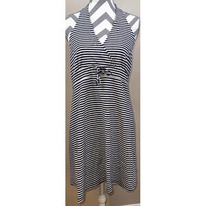 VENUS Black Halter Swim Cover-Up Black & White Dress Flowy Resort wear Size Lrg